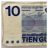 Netherlands 10 Gulden Banknote - Frans Hals Portrait - Amsterdam 25 April 1968