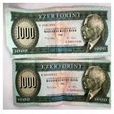 Hungarian 1000 Forint Banknote (Lot of 2)