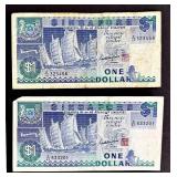 Singapore $5 & $1 Banknotes (Lot of 4)