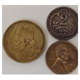 Greek 2 Drachma - Austro-Hungarian 2 Heller (1896) - US Wheat Cent 1937