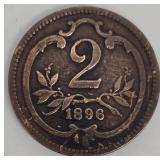 Greek 2 Drachma - Austro-Hungarian 2 Heller (1896) - US Wheat Cent 1937