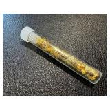 Gold Flakes in 2-Inch Vial - 1.6 g Total Weight
