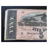 Confederate States of America Five Dollar Note - February 11, 1864, Richmond