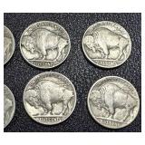 Buffalo Nickels 12-Coin Lot - Dates include 1927, 1928, 1936, 1937