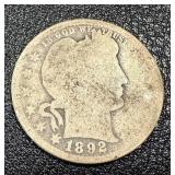 Barber Quarter 1892 - Liberty Head 25-Cent Silver Coin
