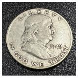 1949-D Benjamin Franklin Half Dollar Silver Coin
