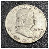 1949-D Benjamin Franklin Half Dollar Silver Coin