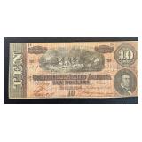 Antique Confederate States of America 10 Dollar Note Series 10 Dated 2/17/1864 - Serial #43419