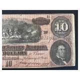 Antique Confederate States of America 10 Dollar Note Series 10 Dated 2/17/1864 - Serial #43419