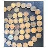 52 Indian Head Cents - Circulated, Various Dates (US 1859-1909)