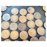 52 Indian Head Cents - Circulated, Various Dates (US 1859-1909)