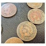 52 Indian Head Cents - Circulated, Various Dates (US 1859-1909)