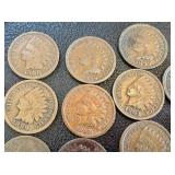 52 Indian Head Cents - Circulated, Various Dates (US 1859-1909)