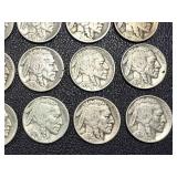 Buffalo Nickels - 15 Coins, 1926, 1927, 1930, 1934, 1936
