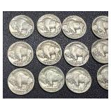 Buffalo Nickels - 15 Coins, 1926, 1927, 1930, 1934, 1936