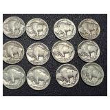 Buffalo Nickels - 15 Coins, 1926, 1927, 1930, 1934, 1936