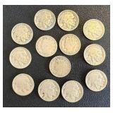 Buffalo Nickels & Barber Nickels (Lot of 13) - Circulated