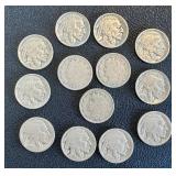 Buffalo Nickels & Barber Nickels (Lot of 13) - Circulated