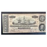 Confederate States of America Twenty Dollar Note - 1864 - Serial #1323