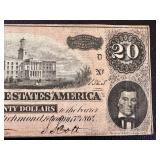 Confederate States of America Twenty Dollar Note - 1864 - Serial #1323