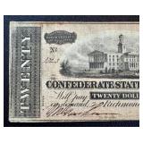 Confederate States of America Twenty Dollar Note - 1864 - Serial #1323