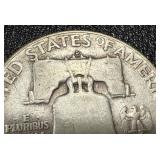 Two 1950 Benjamin Franklin Half Dollars - 90% Silver, Denver (D) Mint Mark