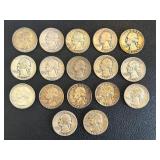 Washington Quarters - 17 Circulated Coins