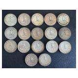 Washington Quarters - 17 Circulated Coins