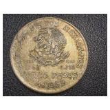 1953 Mexico 5 Peso Silver Coin Hidalgo Portrait Ley