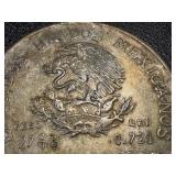 1953 Mexico 5 Peso Silver Coin Hidalgo Portrait Ley