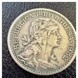 Portugal Coins - Republica Portuguesa Bust, 1943 Caravel Ship- 50 Centavos