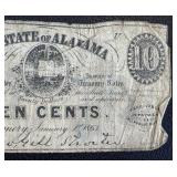 Antique Alabama State Treasury Notes - 1863 (Lot of 3)