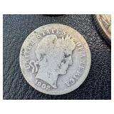 1944 Walking Half Dollar, Barber Dimes (2) & Mercury Dimes (4) - Circulated