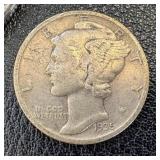 1944 Walking Half Dollar, Barber Dimes (2) & Mercury Dimes (4) - Circulated