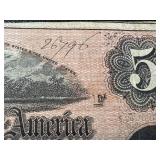 Confederate States of America 5-Dollar Note - Dated 2/17/1864