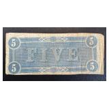 Confederate States of America 5-Dollar Note - Dated 2/17/1864