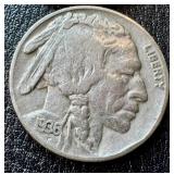 Buffalo Nickels (Lot of 9) - Circulated, Dates Vary (1935-1937)