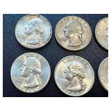 Washington Quarters - 9 Circulated Coins (Dates 1942, 1962, 1964)