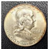 1952 Franklin Half Dollar Coin - Benjamin Franklin Portrait, United States Mint