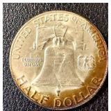 1952 Franklin Half Dollar Coin - Benjamin Franklin Portrait, United States Mint