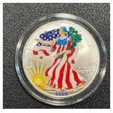 American Eagle Colorized 2000 1 oz .999 Silver Dollar - In Full Color