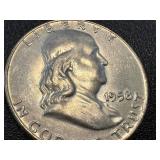 1958 Benjamin Franklin Silver Half Dollars - 2 Coins