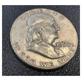1958 Benjamin Franklin Silver Half Dollars - 2 Coins