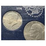 United States Bicentennial Coins Set - Kennedy Half, Ike Dollar, Bicentennial Quarter (1776-1976)