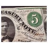 Antique Virginia Treasury Note - Five Dollars, March 13, 1862