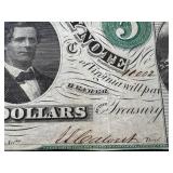 Antique Virginia Treasury Note - Five Dollars, March 13, 1862