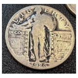 Walking Liberty Quarters - 7 Coins - 1925, 1926, 1927 - Circulated