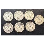 Walking Liberty Quarters - 7 Coins - 1925, 1926, 1927 - Circulated