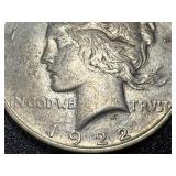 1922-D Peace Dollar Coin - One Dollar Silver, Denver Mint
