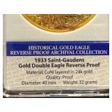 American Mint Saint-Gaudens 1933 CuNi Layered in 24k Double Eagle Reverse Proof - Historical Gold Eagle (Limited)